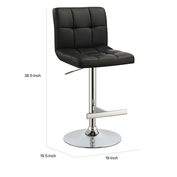 Sophisticated Armless Adjustable Bar Stool, Black ,Set Of 2  By Benzara Discount - Image 5
