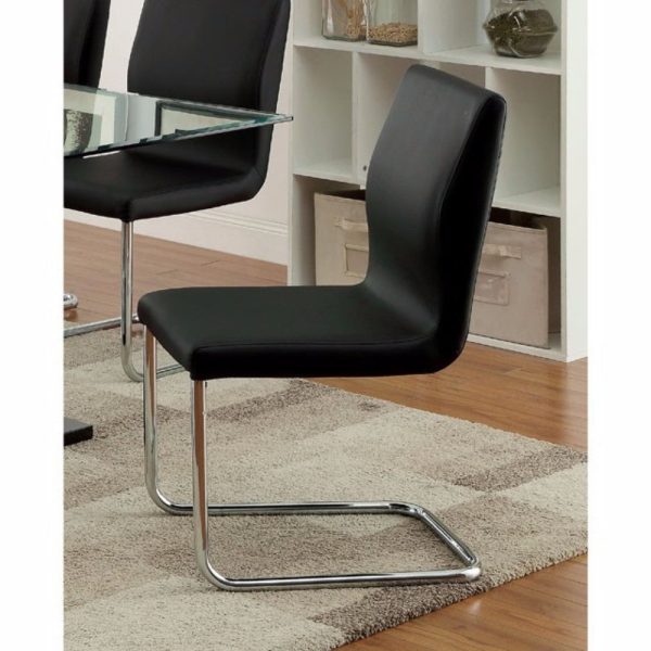 Lodia I Contemporary Side Chair With Black Pu, Set Of 2  By Benzara Online - Image 3