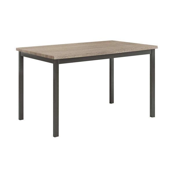 Contemporary Metal Dining Table With Wooden Top, Gray & Black  By Benzara Sale - Image 2