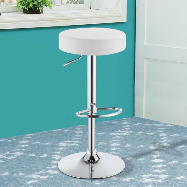 Classy Backless Adjustable Height Bar Stool, White  By Benzara Hot on Sale - Image 2