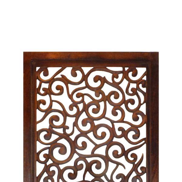 Rectangular Mango Wood Wall Panel With Cutout Scrollwork Details, Brown By Benzara Cheap - Image 3
