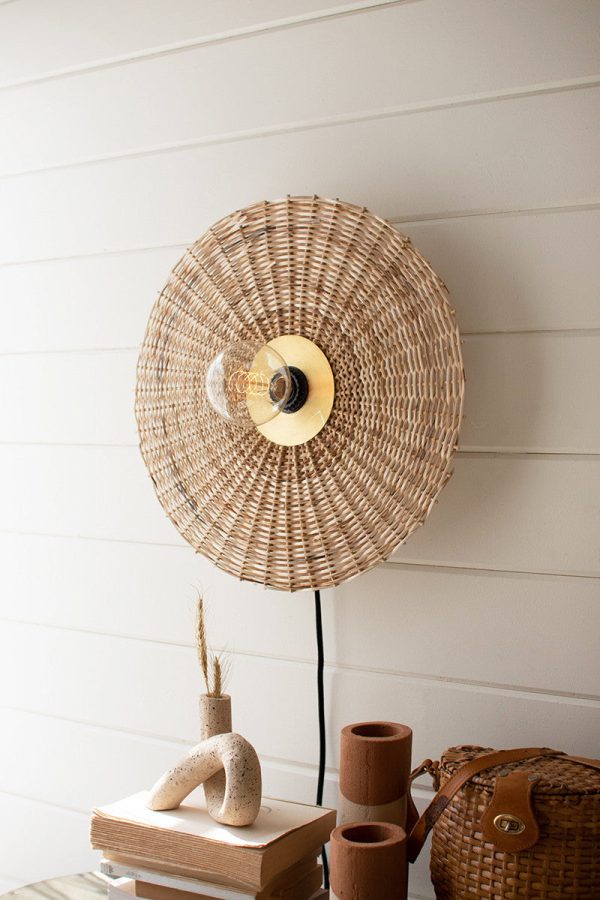 Rattan And Brass Wall Lamp #1 By Kalalou For Cheap