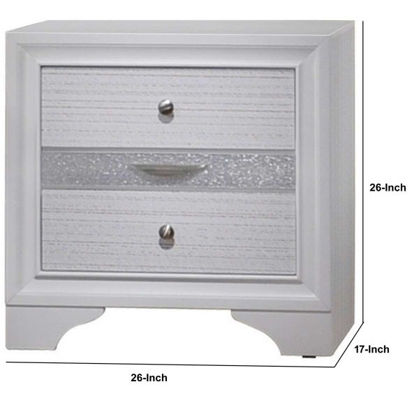 Stylish 3 Drawers Wood Nightstand By Naima , White  By Benzara Online - Image 5