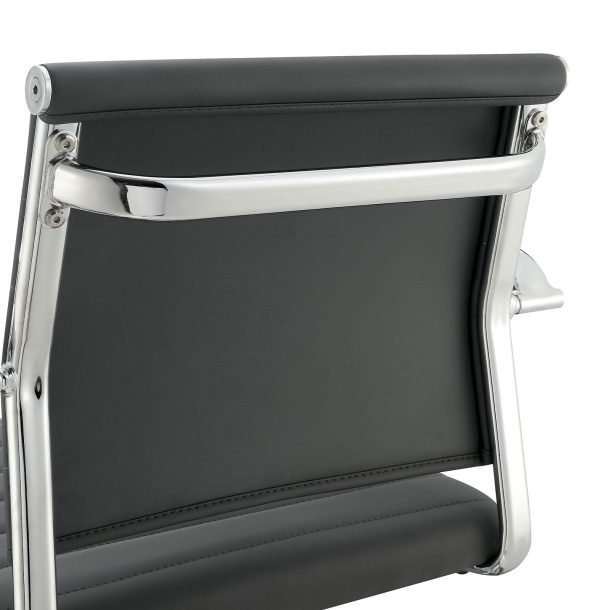 Contemporary Style Leatherette Padded Bar Stool With Arms, Gray & Silver  By Benzara For Discount - Image 3