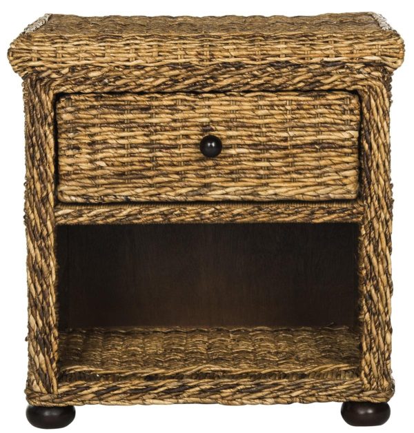 Safavieh Magi Natural Brown Wicker Nightstand With Drawer And 8 H Storage Online Sale