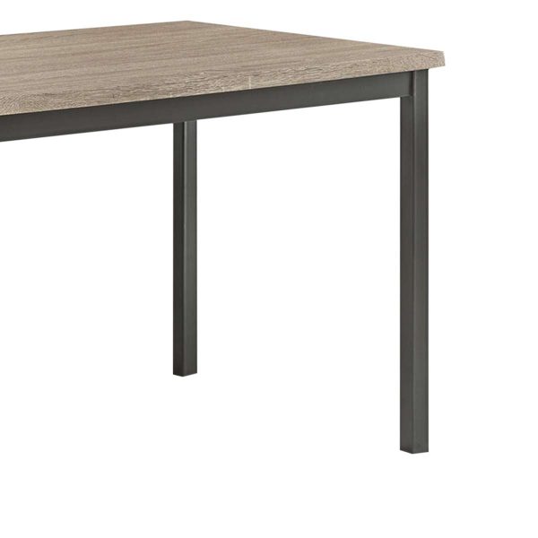 Contemporary Metal Dining Table With Wooden Top, Gray & Black  By Benzara Sale - Image 5