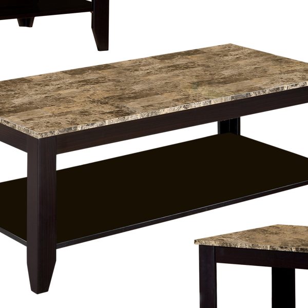 Artistic 3 Piece Occasional Table Set With Marble Top, Brown  By Benzara Discount - Image 3