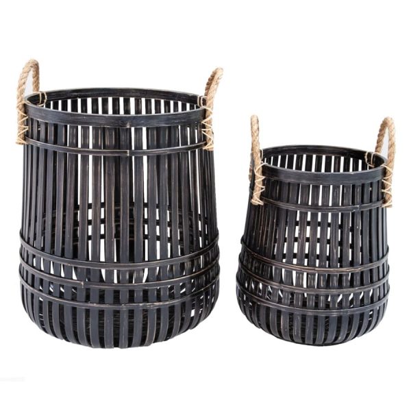 Alba Open Weave Round Rattan Baskets-Set of 2 by Jeffan Discount