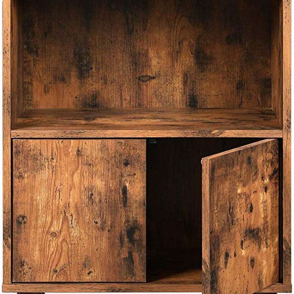 2 Tier Wooden Bookshelf With Storage Cabinet And Angled Legs, Brown By Benzara Hot on Sale - Image 3