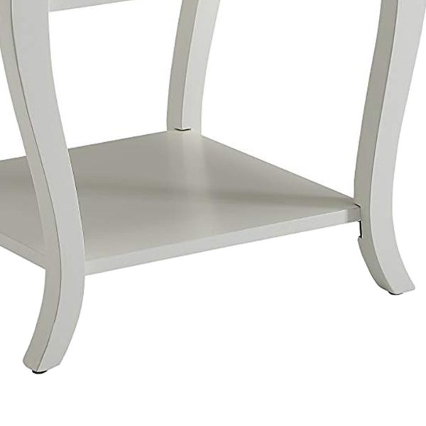 Wooden End Table With 2 Open Shelves And Cabriole Legs, White  By Benzara For Discount - Image 4