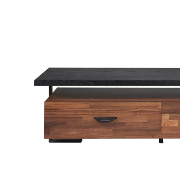 67 Inch 2 Drawer Metal And Wood Tv Stand, Black And Brown By Benzara Online Sale - Image 3
