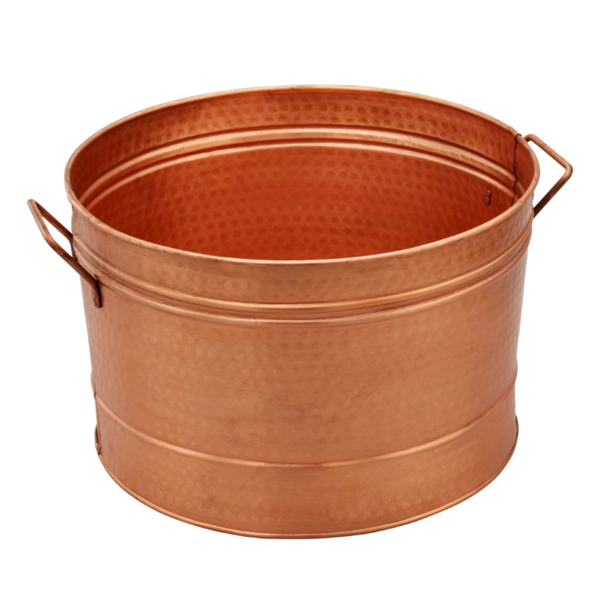 Hammered Pattern Galvanized Farmhouse Style Tub, Copper  By Benzara Fashion
