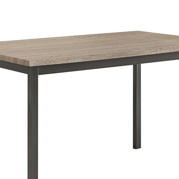 Contemporary Metal Dining Table With Wooden Top, Gray & Black  By Benzara Sale - Image 4