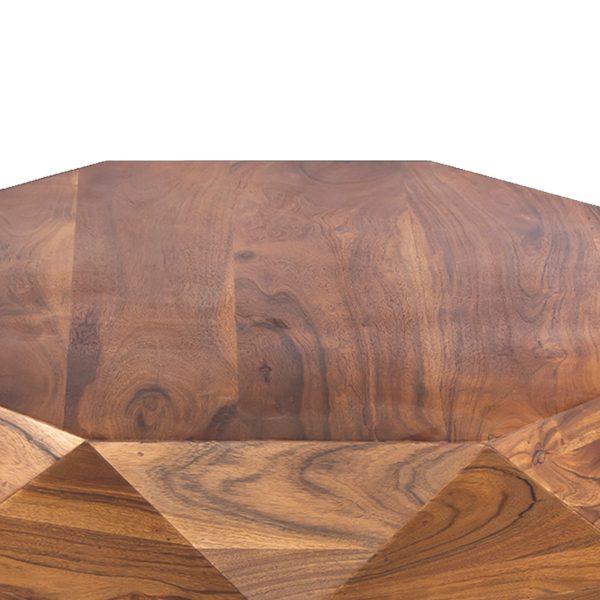 Diamond Shape Acacia Wood Coffee Table With Smooth Top, Dark Brown By Benzara on Sale - Image 3