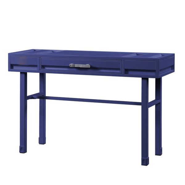 Industrial Style Metal And Wood 1 Drawer Vanity Desk, Blue By Benzara Online Sale