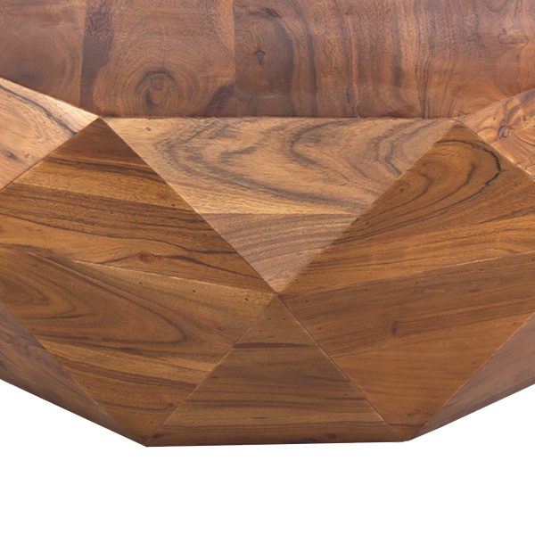 Diamond Shape Acacia Wood Coffee Table With Smooth Top, Dark Brown By Benzara on Sale - Image 5