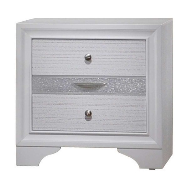 Stylish 3 Drawers Wood Nightstand By Naima , White  By Benzara Online