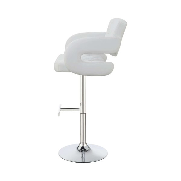 Modern Style Adjustable Height Bar Stool, White  By Benzara For Discount - Image 3