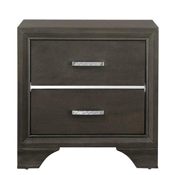 Wooden Two Drawer Nightstand With Bracket Legs, Gray By Benzara For Cheap